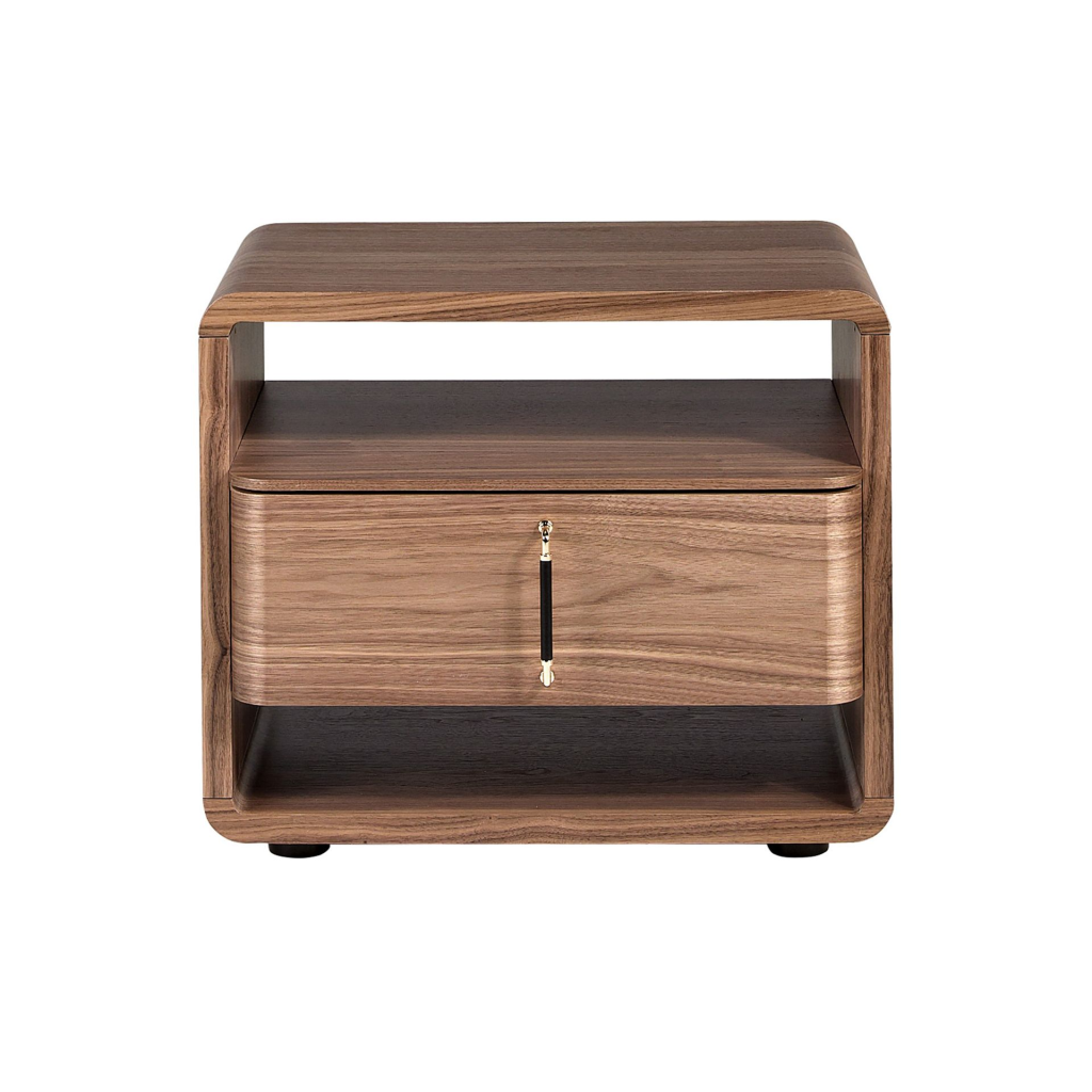 Set 2 noptiere maro din furnir de stejar Lamer