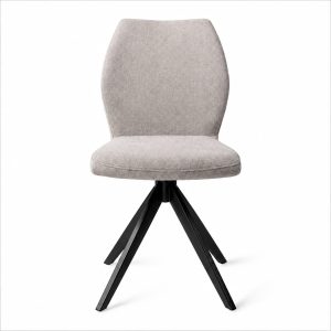 Scaun dining rotativ din tesatura gri deschis/negru Ikata